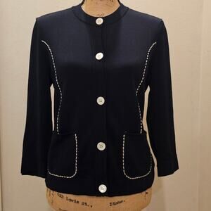 Doncaster Vintage Navy Button Down Sweater Size 8